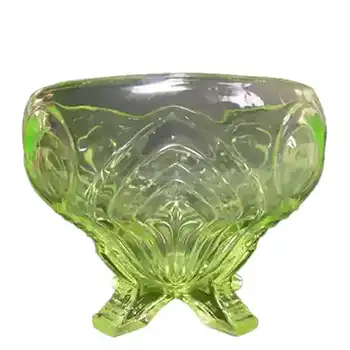 Sowerby Art Deco 1930's Uranium Green Glass Posy Bowl