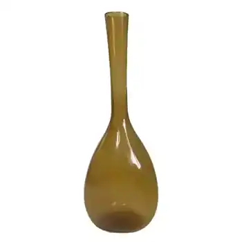 Elme Scandinavian Amber Glass 'Three Sided' Vase - Label