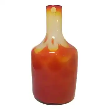 Large Elme Swedish Orange Cased Glass 'Peacock' Vase