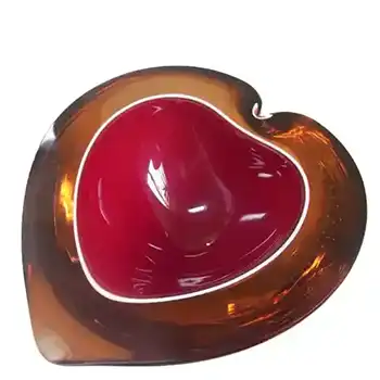 Murano Geode Pink, White & Amber Sommerso Glass Heart Bowl