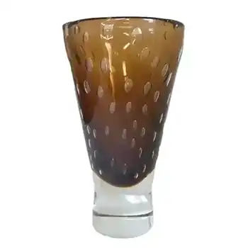 Harrachov Czech Large Amber Glass Vase by Milan Metelak