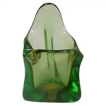 Harrachov Czech Amber & Green Glass Vase #15/2966