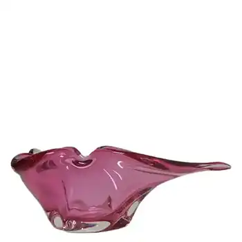 Harrachov Czech 1950s Pink Glass Sculpture Bowl #5/3576