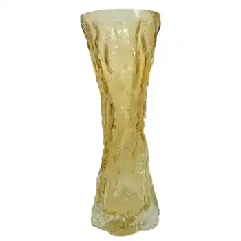 Ingrid/Ingridglas 1970's Amber Glass Bark Textured Vase