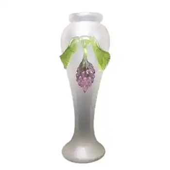 Kralik Art Nouveau 1900's Glass Berry + Leaf Vase