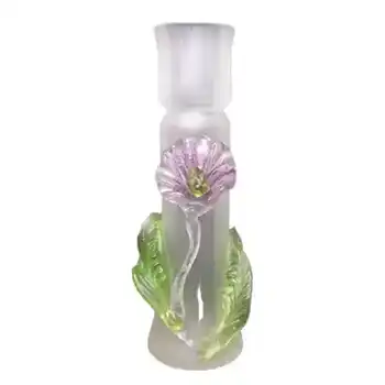 Kralik Art Nouveau Bohemian Glass Applied Flower Vase