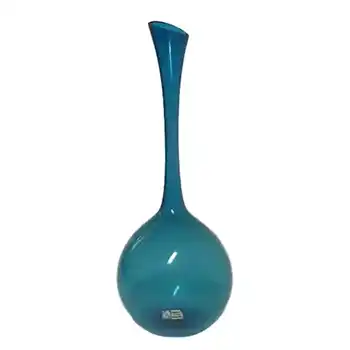 Lindshammar Swedish Blue Glass Vase by Gunnar Ander - Label