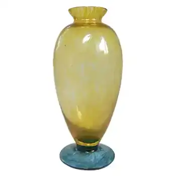 Lindshammar Swedish Amber + Blue Glass Vase - Labelled