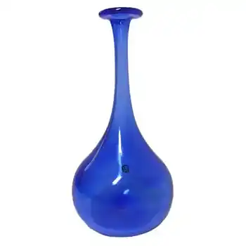 Liskeard British Blue Speckled Glass Vase - Labelled