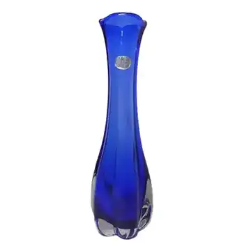 Magnor Norwegian 1970's Blue Glass Vase - Labelled