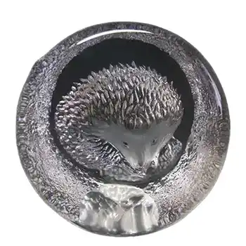 Mats Jonasson #9187 Glass Hedgehog Paperweight - Signed