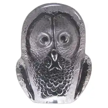 Mats Jonasson / Royal Krona #3056 Glass Owl Paperweight - Signed