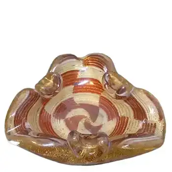 Murano/Venetian 1950's Gold Leaf Biomorphic Glass Bowl