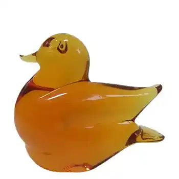 V Nason & C Murano Amber Glass Bird - Labelled + Signed