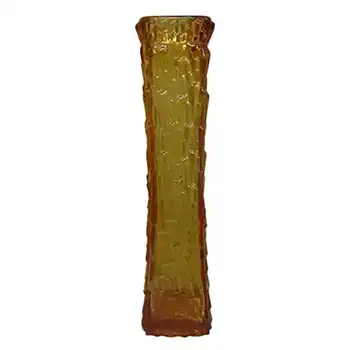 Oberglas Austrian Tall Amber Bark Textured Glass Vase