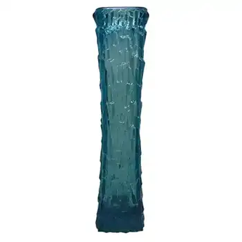Oberglas Austrian Tall Blue Bark Textured Glass Vase