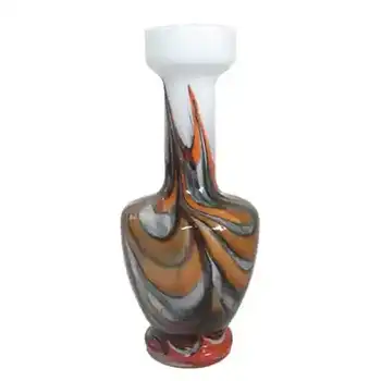 V.B. Opaline Florence Italian Empoli Marbled Glass Vase