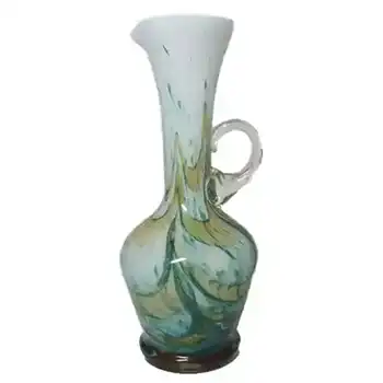 V.B. Opaline Florence Italian Empoli Marbled Glass Vase