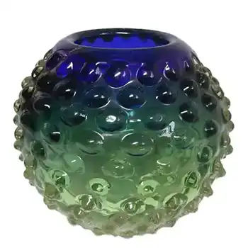Prachen Czech Blue/Green Glass Vase, Frantisek Koudelka