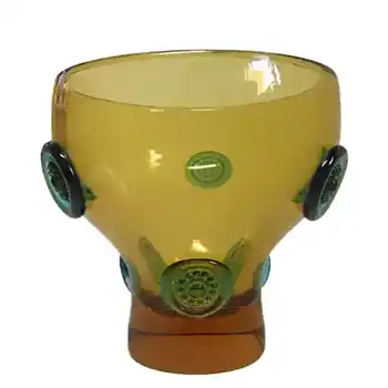 Prachen 1970s Amber + Blue Glass Vase - Josef Hospodka