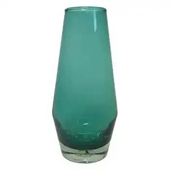 Riihimaki / Riihimaen Lasi Oy Turquoise Glass Vase - Labelled