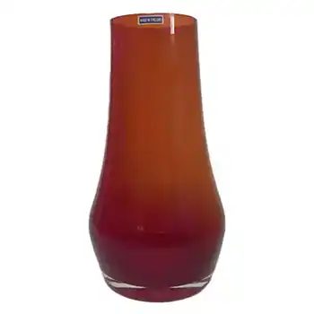 Riihimaki / Riihimaen Lasi Oy Red Glass Vase - Labelled