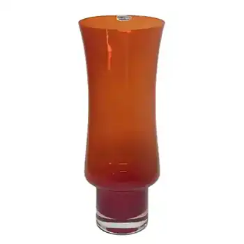 Riihimaki / Riihimaen Lasi Oy Red Glass Vase - Labelled