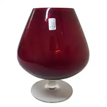 Ryd 1970's Scandinavian Red Brandy Glass Vase - Labelled