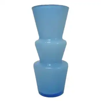 Lindshammar / Alsterbro Swedish Blue Hooped Glass Vase