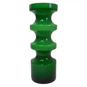 Alsterfors #S5014 Per Ström Green Hooped Cased Glass Vase
