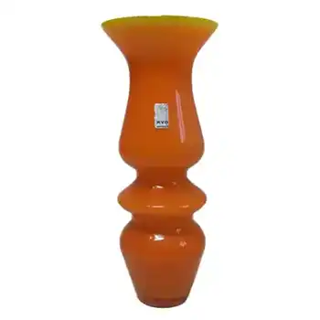 Ryd Swedish / Scandinavian Orange Glass Hooped Vase - Label