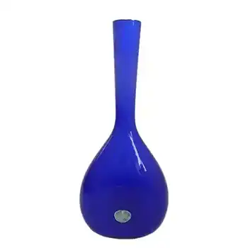 Elme 70s Scandinavian Blue Cased Glass 'Flattened' Vase