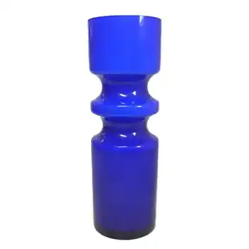 Alsterfors #S5000 Per Olof Ström Blue Cased Glass Vase - Signed