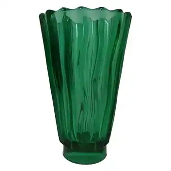 Rosice Sklo Union Czech Green Glass Vase #933