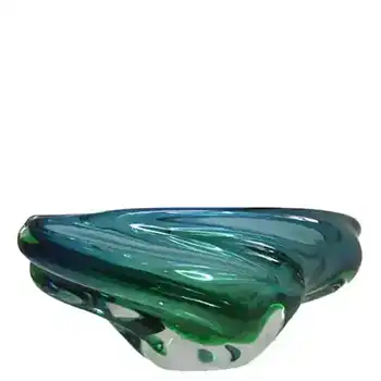 Skrdlovice #5199 Czech Blue & Green Glass Bowl by Jan Beránek