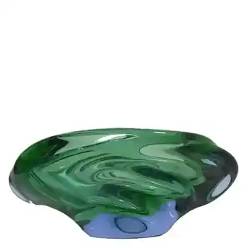 Skrdlovice #5455 Czech Blue & Green Glass Bowl by Emanuel Beránek