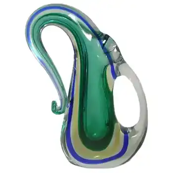 Murano/Venetian Sommerso Organic Green Glass Vase