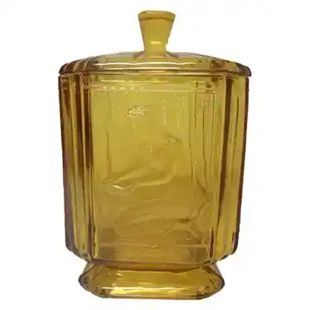 Sowerby #2544 Art Deco 1930's Amber Glass Pandora's Box