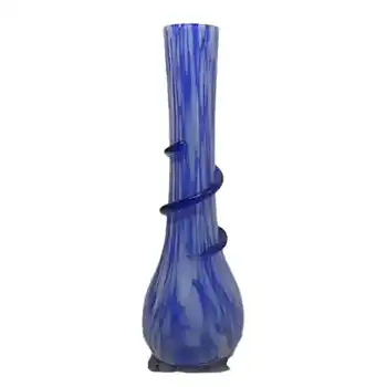 Czech / Bohemian 1930's Blue & White Spatter/Splatter Glass Vase