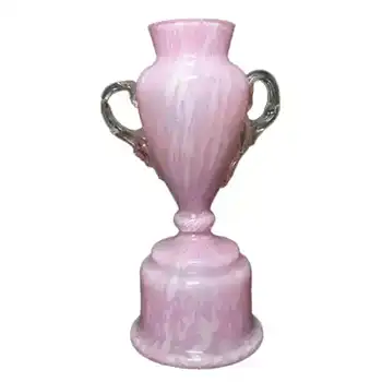 Welz Bohemian Pink & White Spatter Glass Trophy Vase