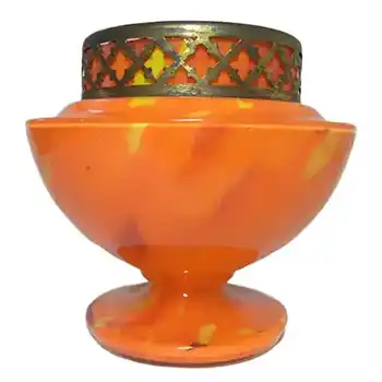 Czech 1930's Orange Spatter/Splatter Glass Posy Vase