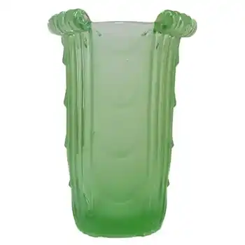 Stölzle #19680 Czech Art Deco 1930's Green Glass Vase