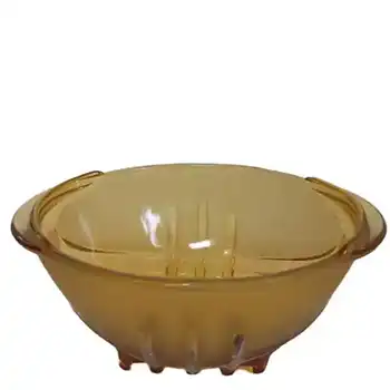 Stölzle Czech Art Deco 1930's Amber Glass Sugar Bowl