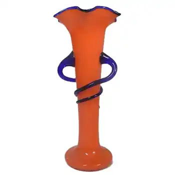 Welz Czech Art Deco Red & Blue Tango Glass Vase