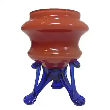Czech / Bohemian 1930's Red & Blue Tango Glass Vase