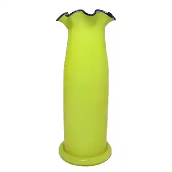 1930's Czech/Bohemian Yellow & Blue Tango Glass Vase