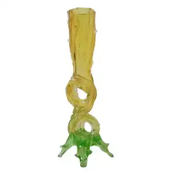 Welz Victorian Bohemian Amber & Uranium Green Glass Thorn Vase