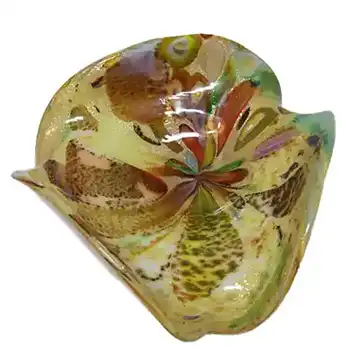 Vetro Artistico Veneziano Murano Glass Silver Leaf Bowl