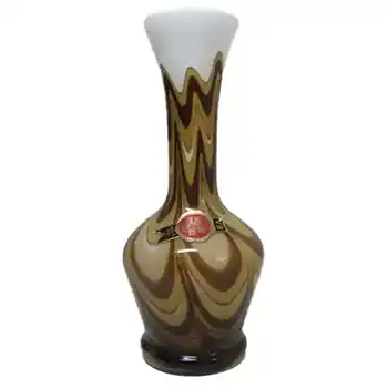 V.B. Opaline Florence Italian Marbled Glass Vase, Label