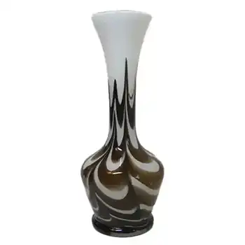 V.B. Opaline Florence Italian Marbled Brown Glass Vase